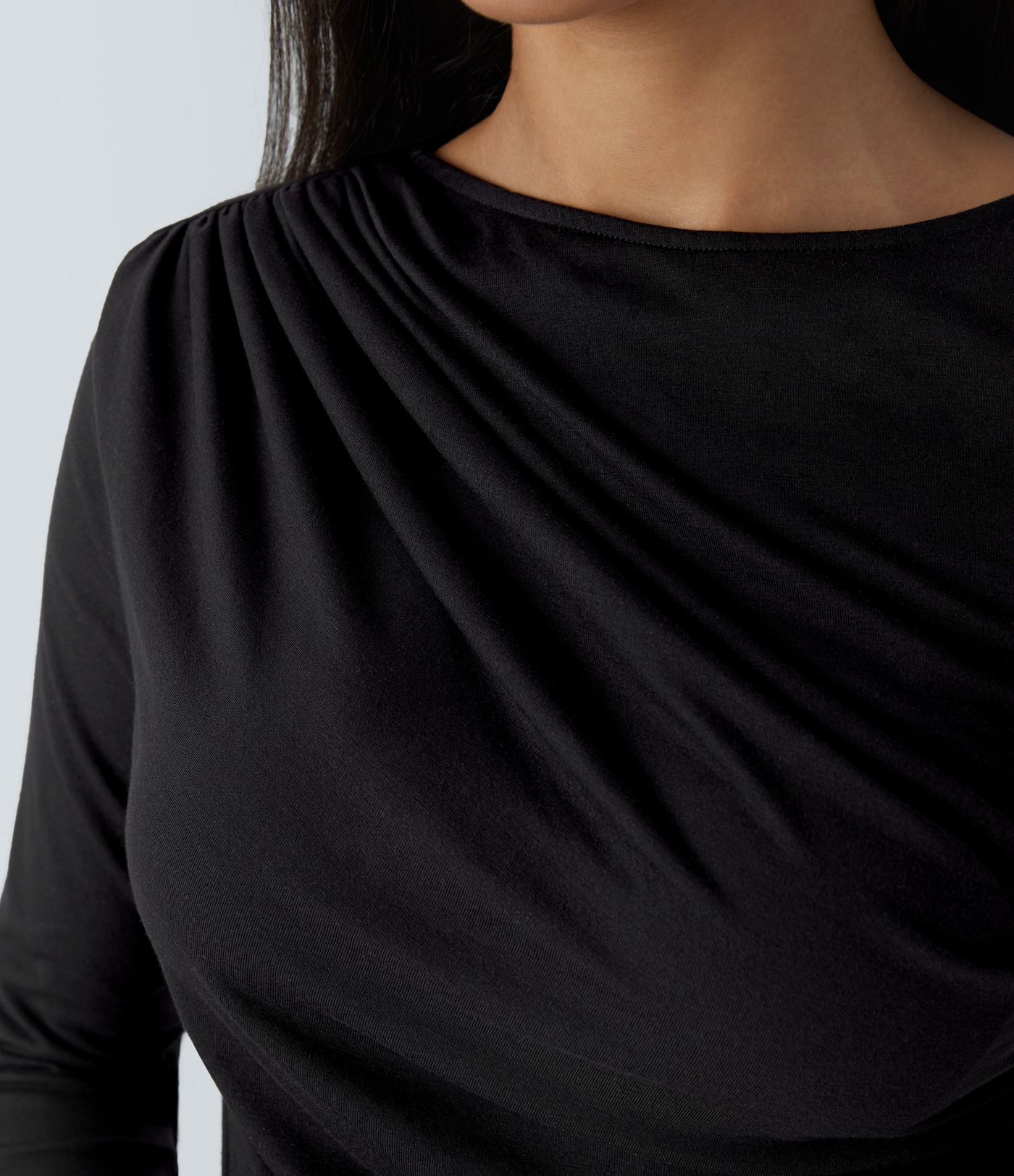 Long Sleeve Asymmetric Wrinkle Work Top