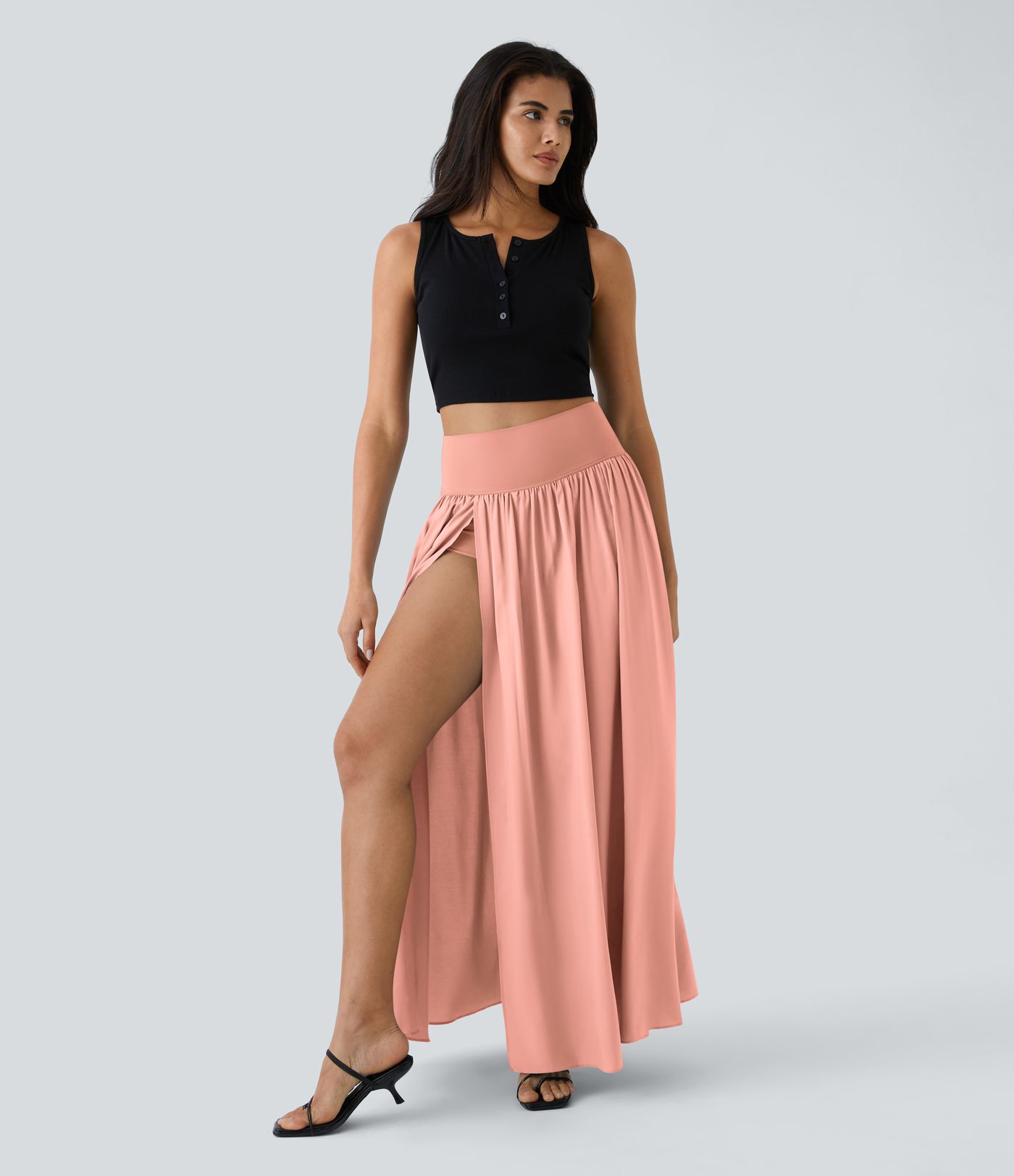 Breezeful™ High Waisted Split 2-in-1 Flowy Quick Dry Maxi Casual Skirt