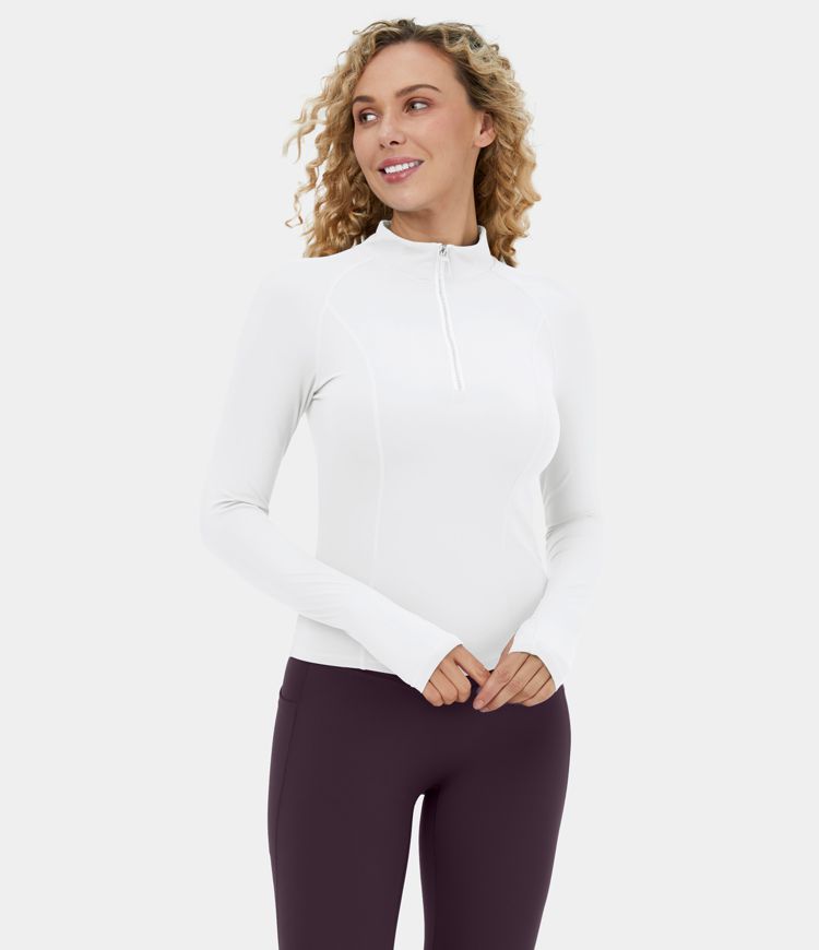 Softlyzero™ Plush Top deportivo yoga media cremallera agujeros para pulgares