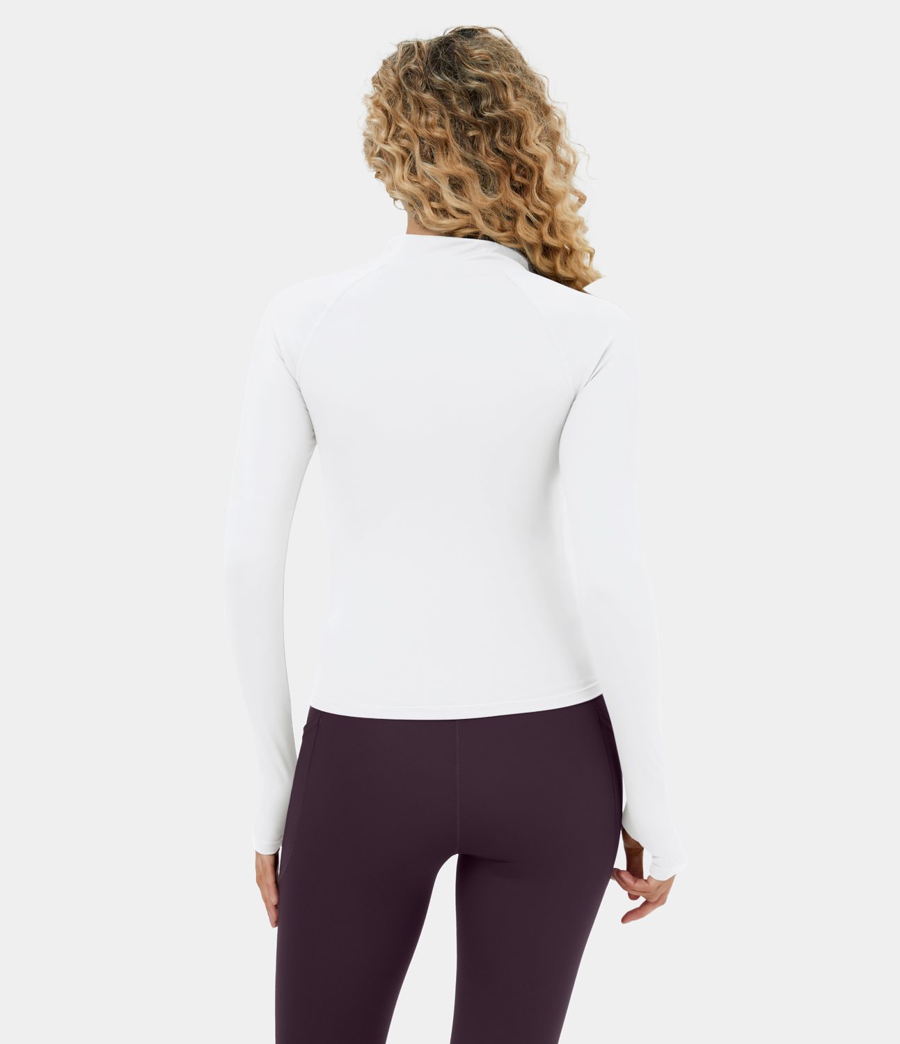 Softlyzero™ Plush Top deportivo yoga media cremallera agujeros para pulgares