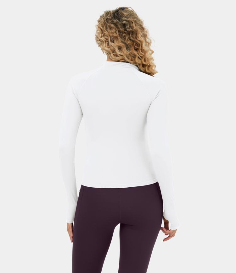 Softlyzero™ Plush Top deportivo yoga media cremallera agujeros para pulgares