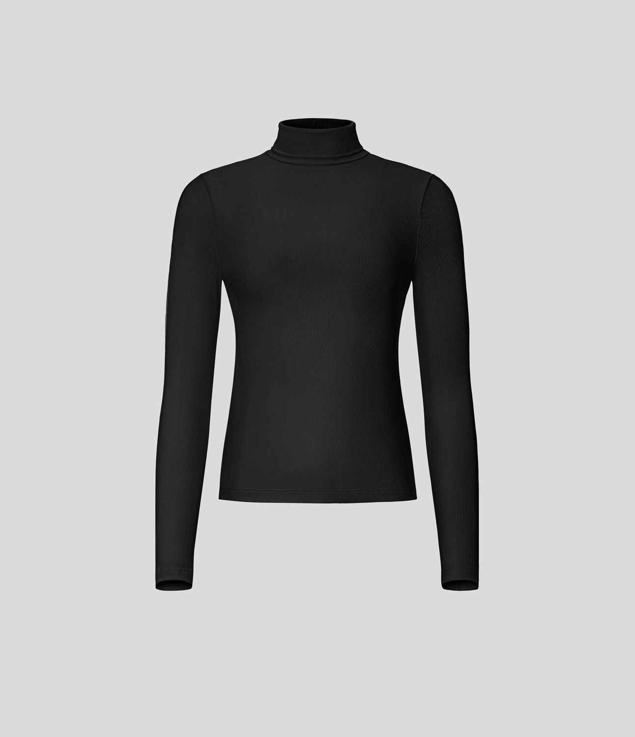 Ribbed Knit High Collar Long Sleeve Casual Top