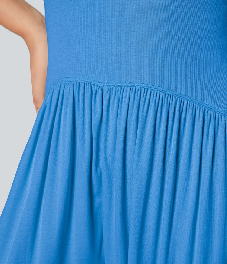 Ribbed Tube Backless Side Pocket Casual Jumpsuit