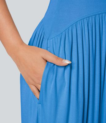 Ribbed Tube Backless Side Pocket Casual Jumpsuit