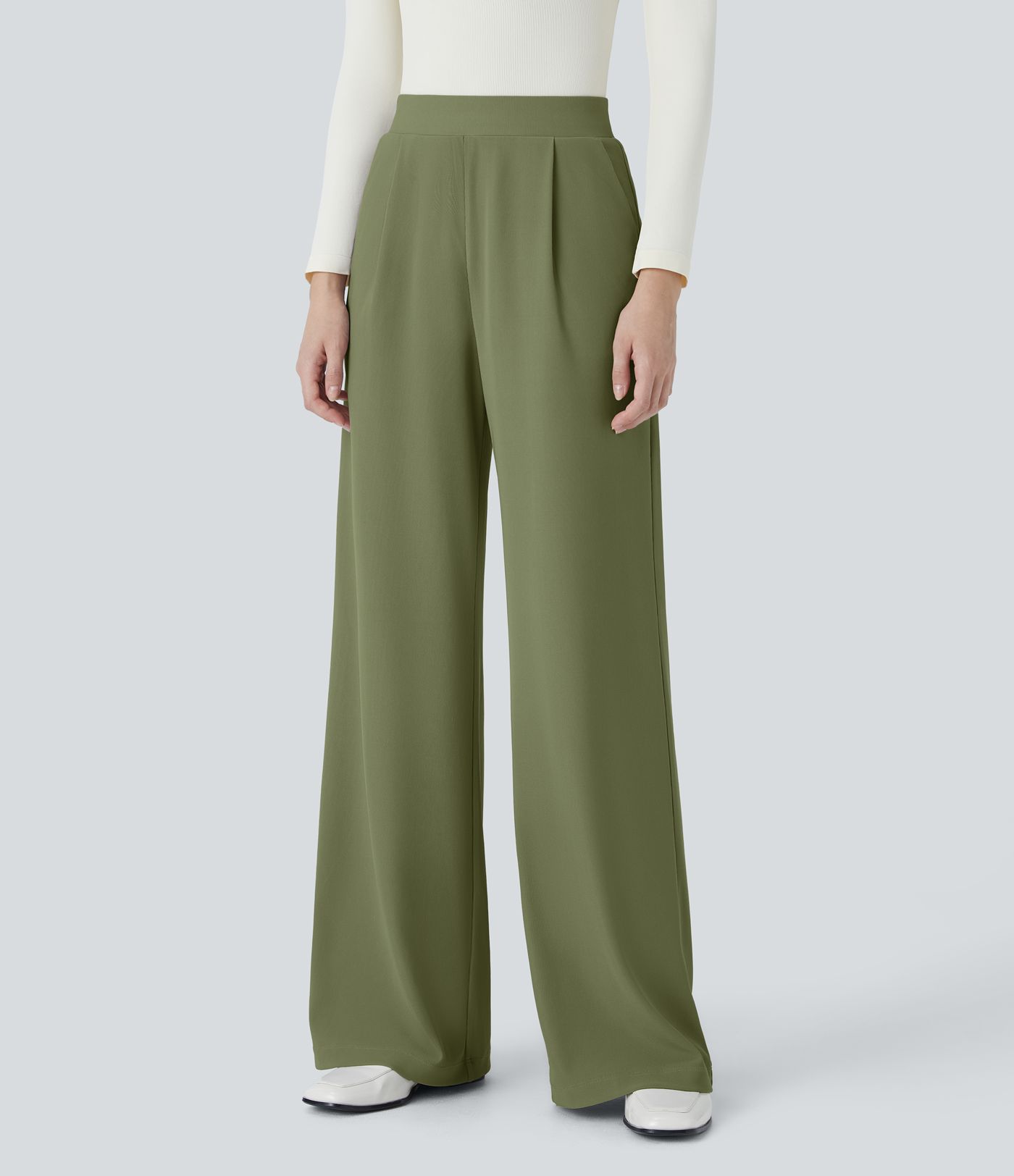 Halara Flex™ High Waisted Body Sculpt Waist-Slimming Pocket Wide Leg Micro Waffle Work Trousers