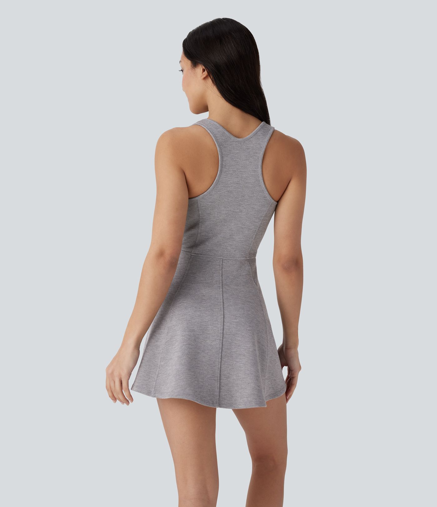 U Neck Sleeveless Racerback Flare Mini Dance Active Dress