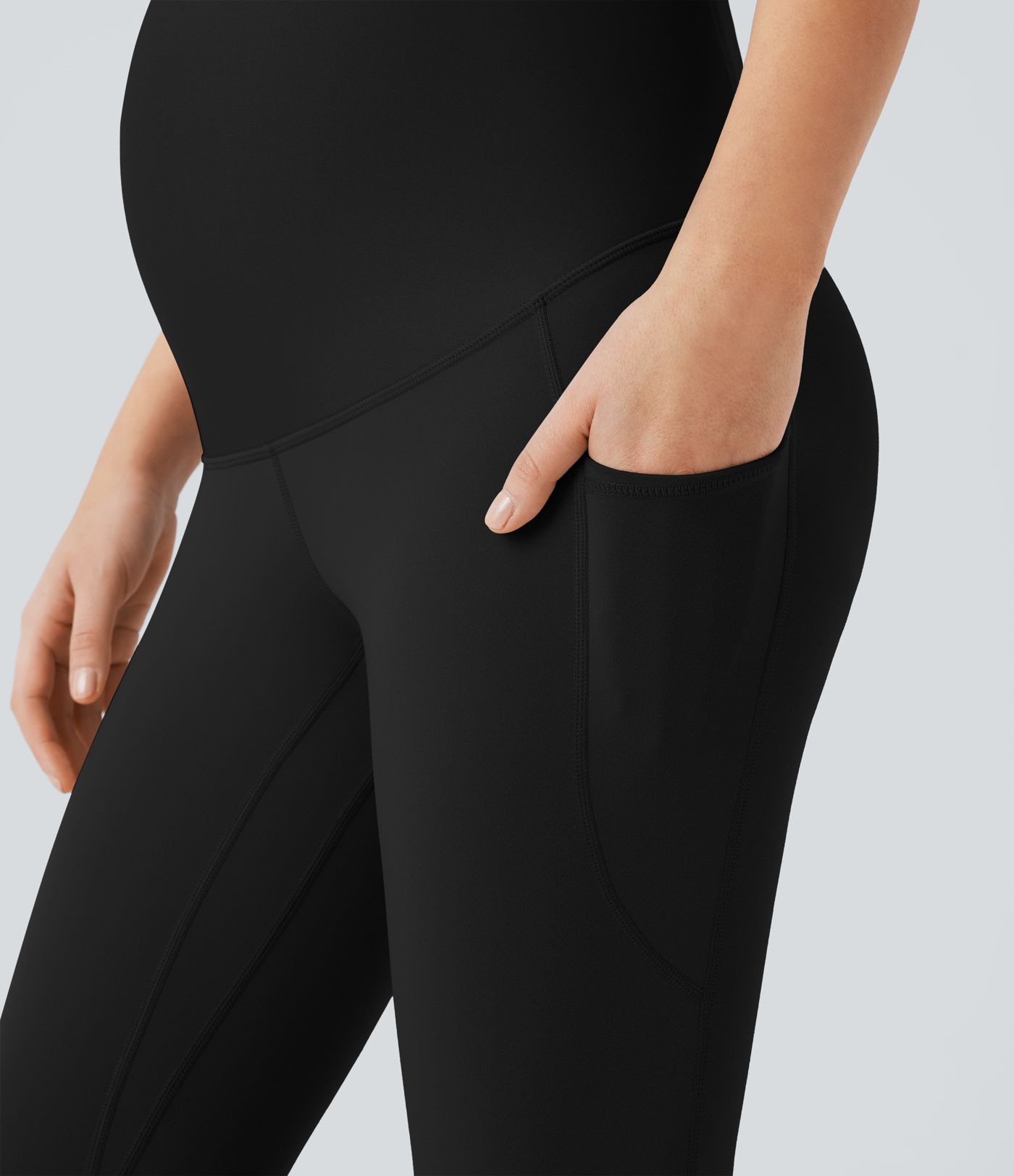 SoftlyZero™ Super High Waisted Back Crossover Pocket 7/8 Yoga Maternity Leggings-UPF50+