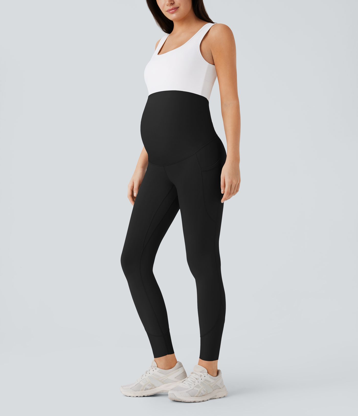 SoftlyZero™ Super High Waisted Back Crossover Pocket 7/8 Yoga Maternity Leggings-UPF50+