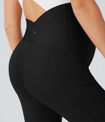 SoftlyZero™ Super High Waisted Back Crossover Pocket 7/8 Yoga Maternity Leggings-UPF50+