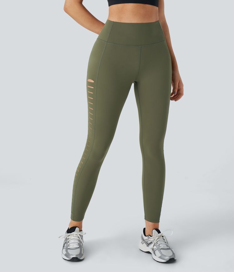 High Waisted Ripped Yoga 7/8 Leggings