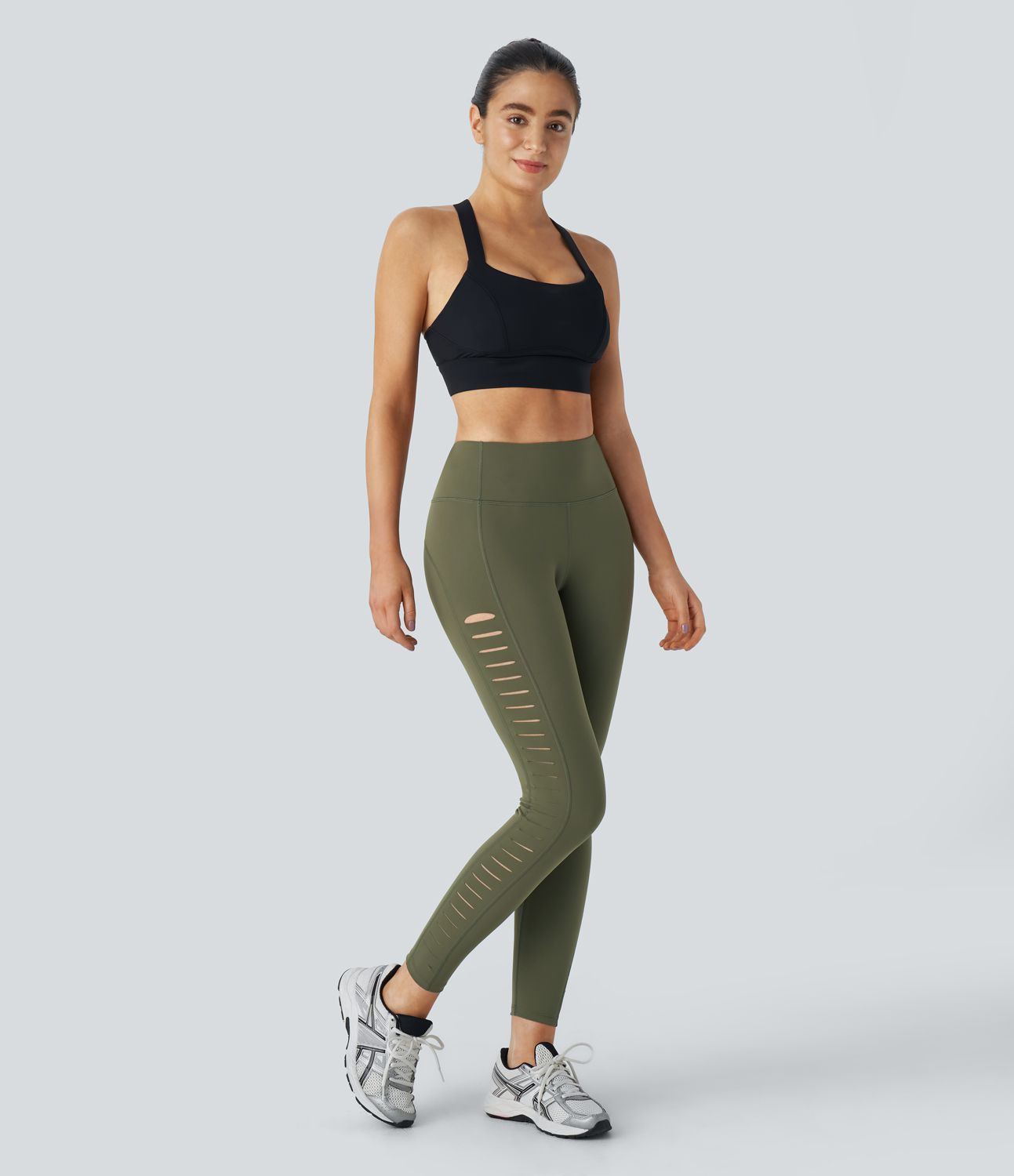 High Waisted Ripped Yoga 7/8 Leggings