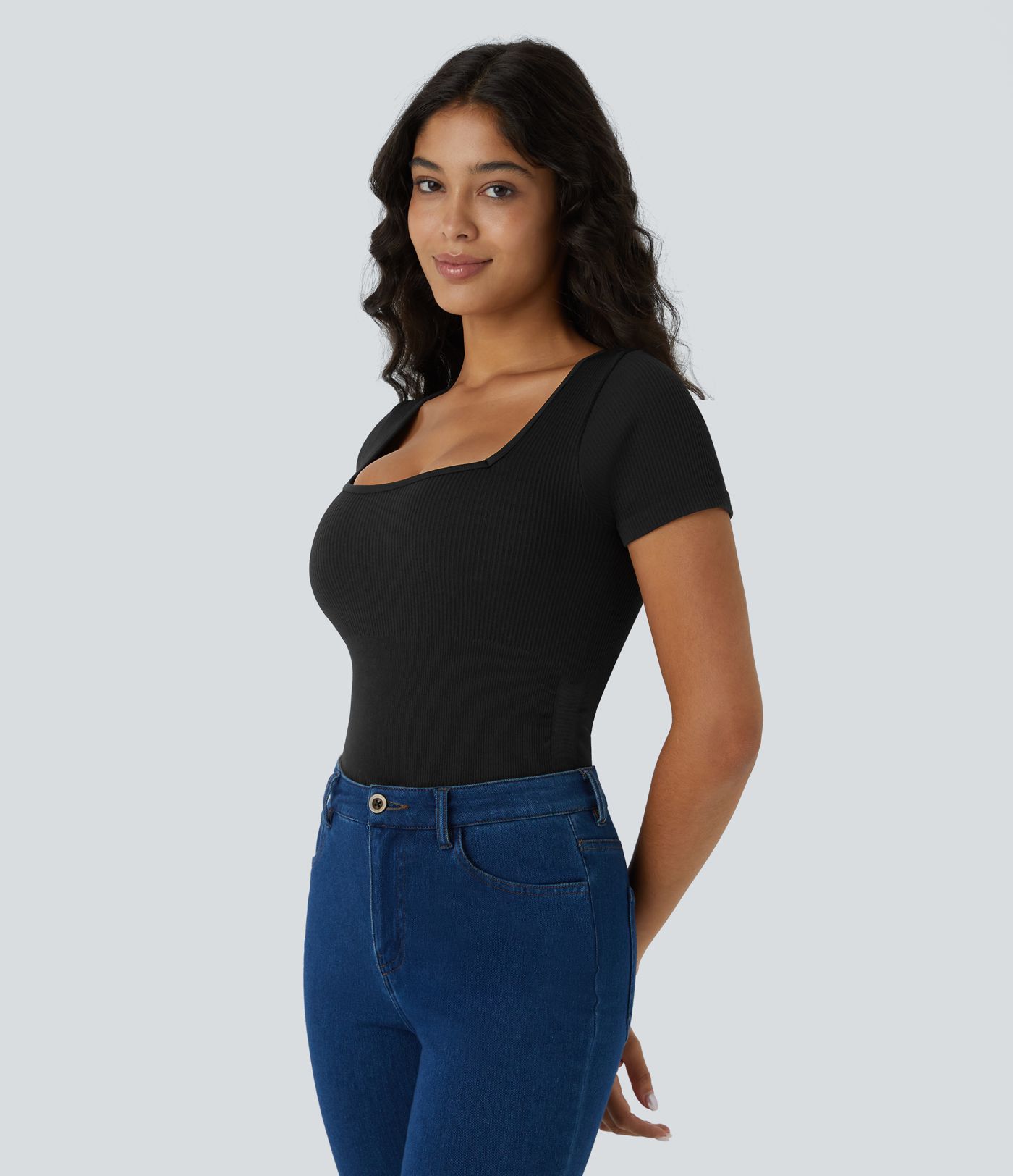 OneForm Seamless Flow Square Neck Short Sleeve Casual Smooth Bodysuit