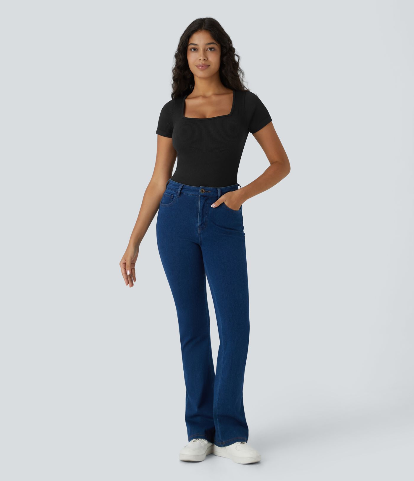 OneForm Seamless Flow Square Neck Short Sleeve Casual Smooth Bodysuit