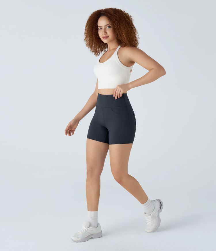 Short 12,5cm Biker Yoga à Taille Haute avec Poche Arrière