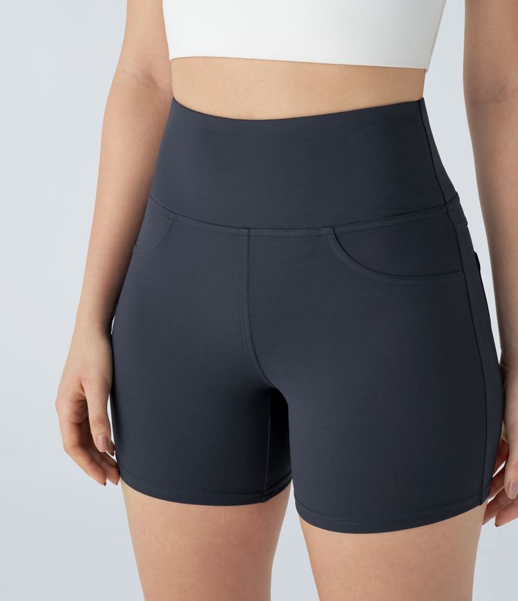 Short 12,5cm Biker Yoga à Taille Haute avec Poche Arrière