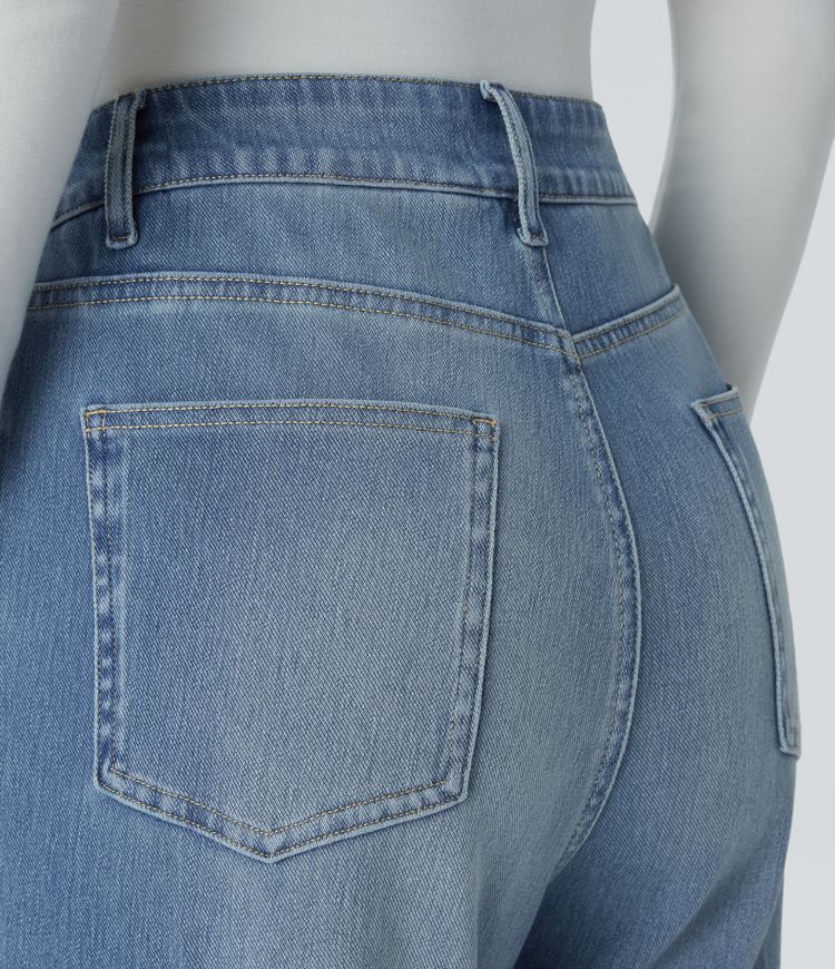 Halara Flex™ Jean Larges Taille Haute Ourlet Roulotté Multiples Poches