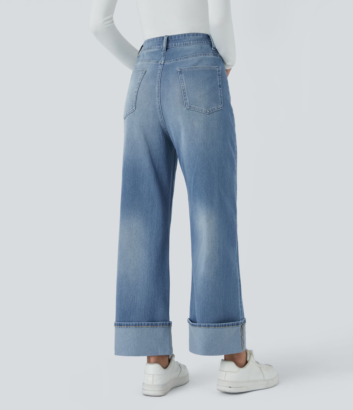 Halara Flex™ Jean Larges Taille Haute Ourlet Roulotté Multiples Poches