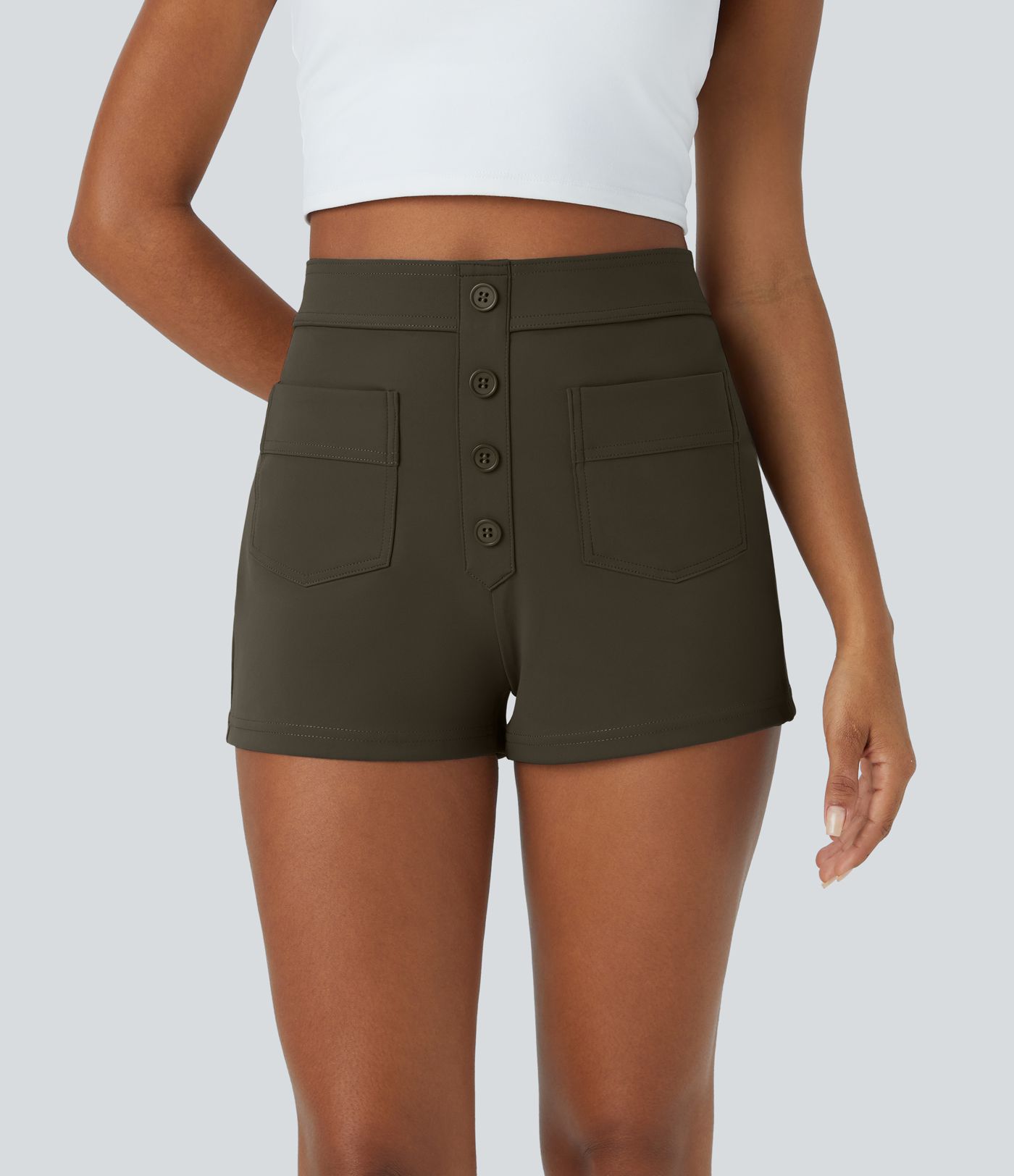DayStretch High Waisted Pockets Casual Shorts 2.5''