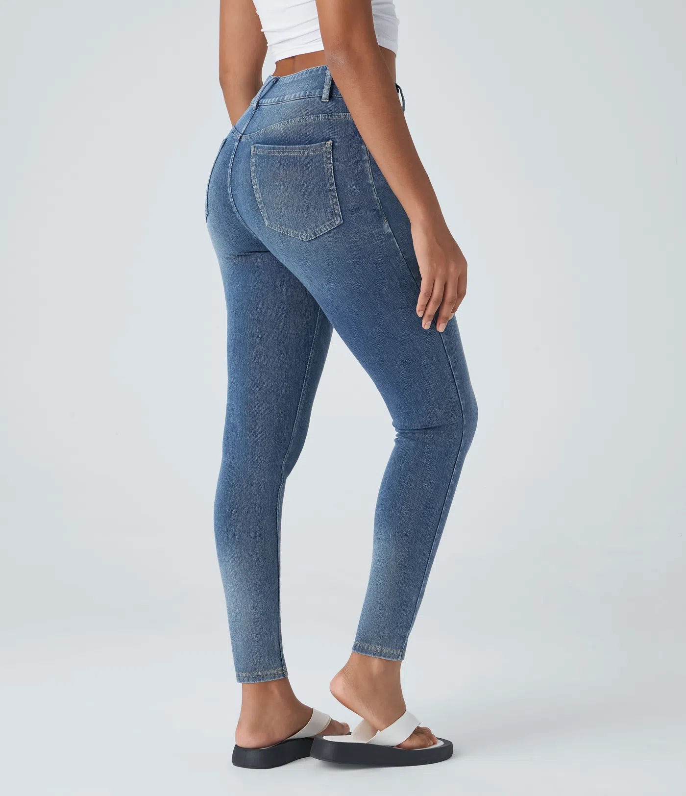 HalaraMagic™ High Waisted Button Zipper Multiple Pockets Stretchy Knit Casual Skinny Jeans