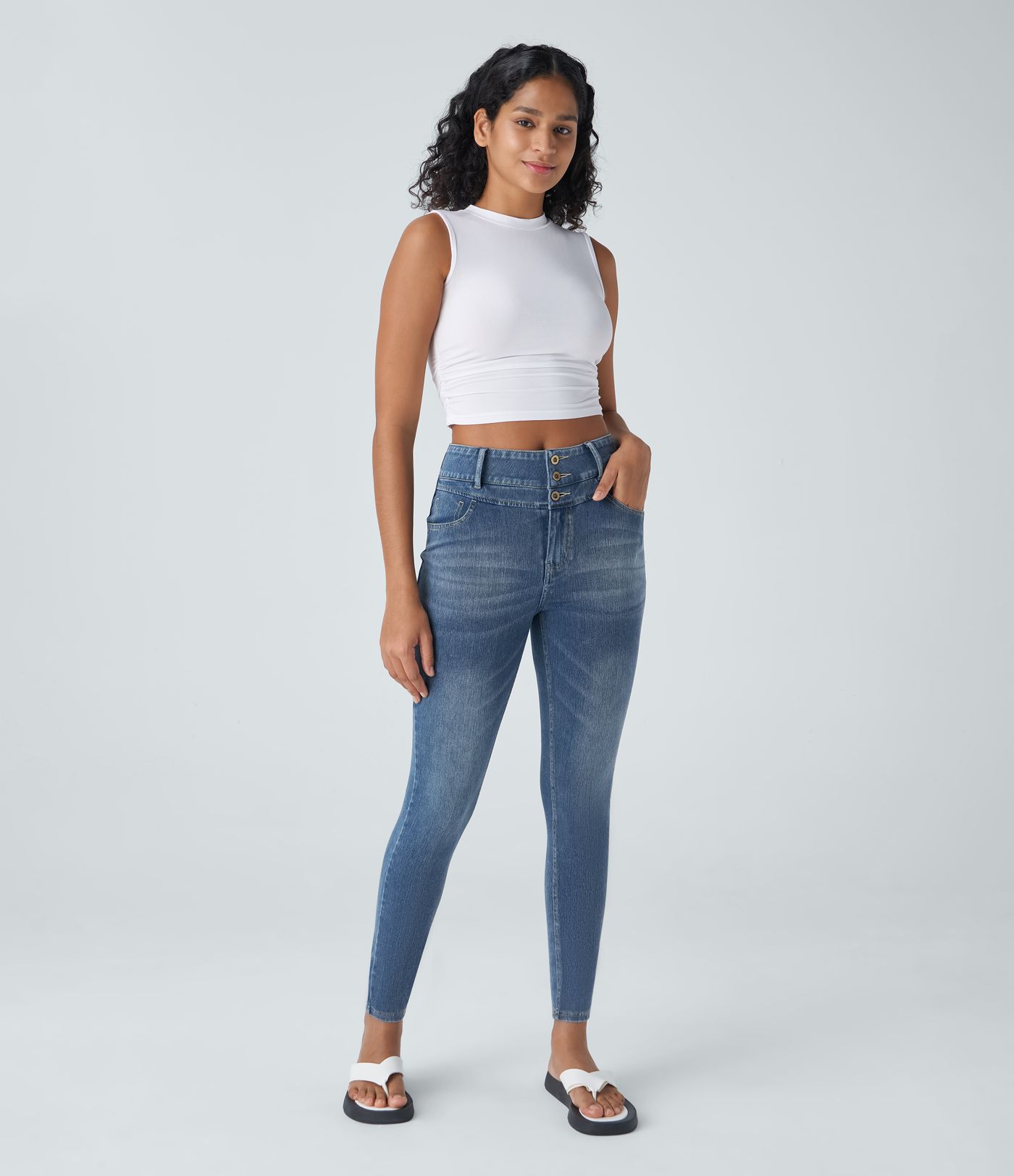 Halara Flex™ High Waisted Zipper Pockets Women Casual Skinny Denim Jeans