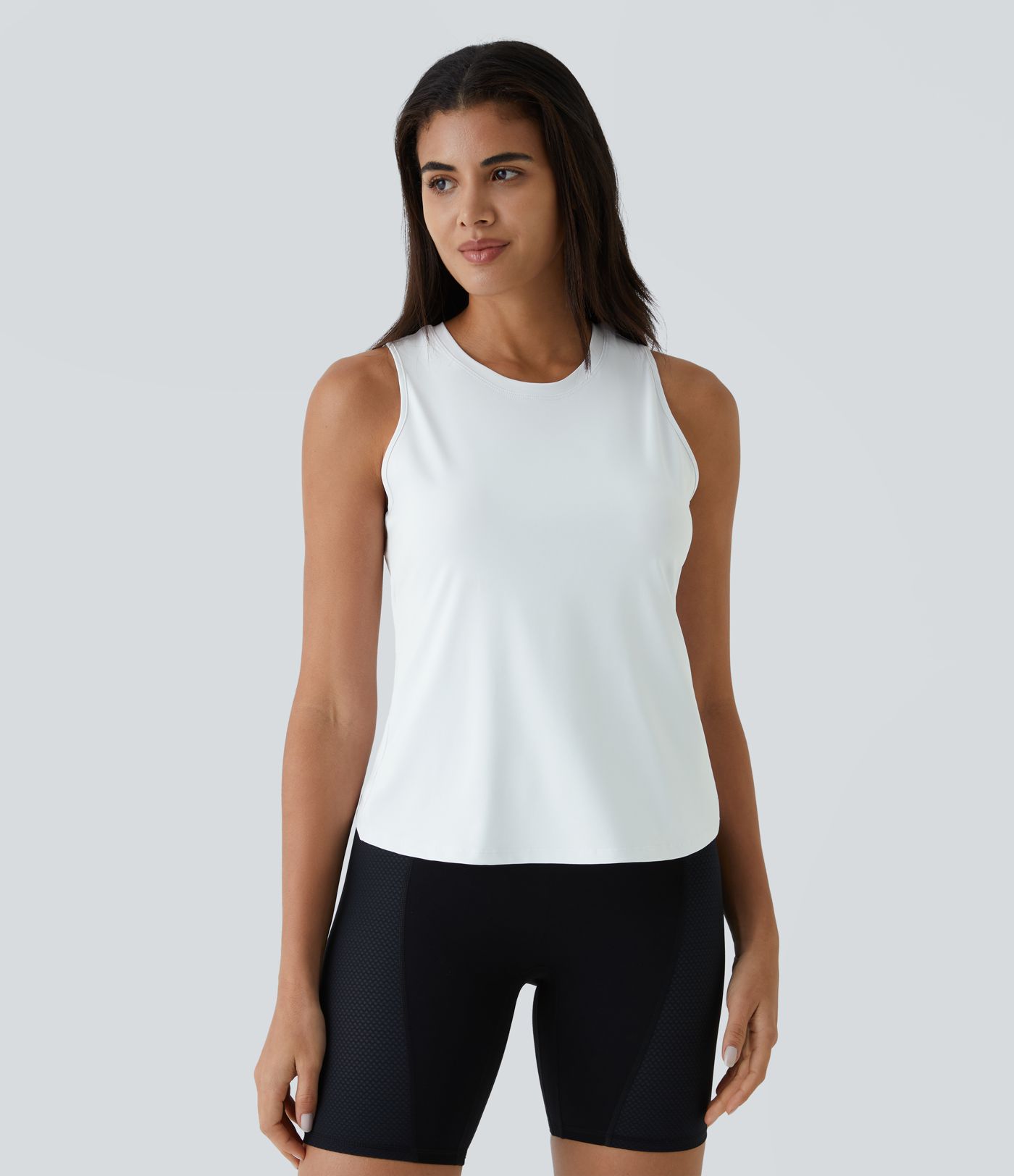 Cut Out Crossover Hem Solid Yoga Tank Top