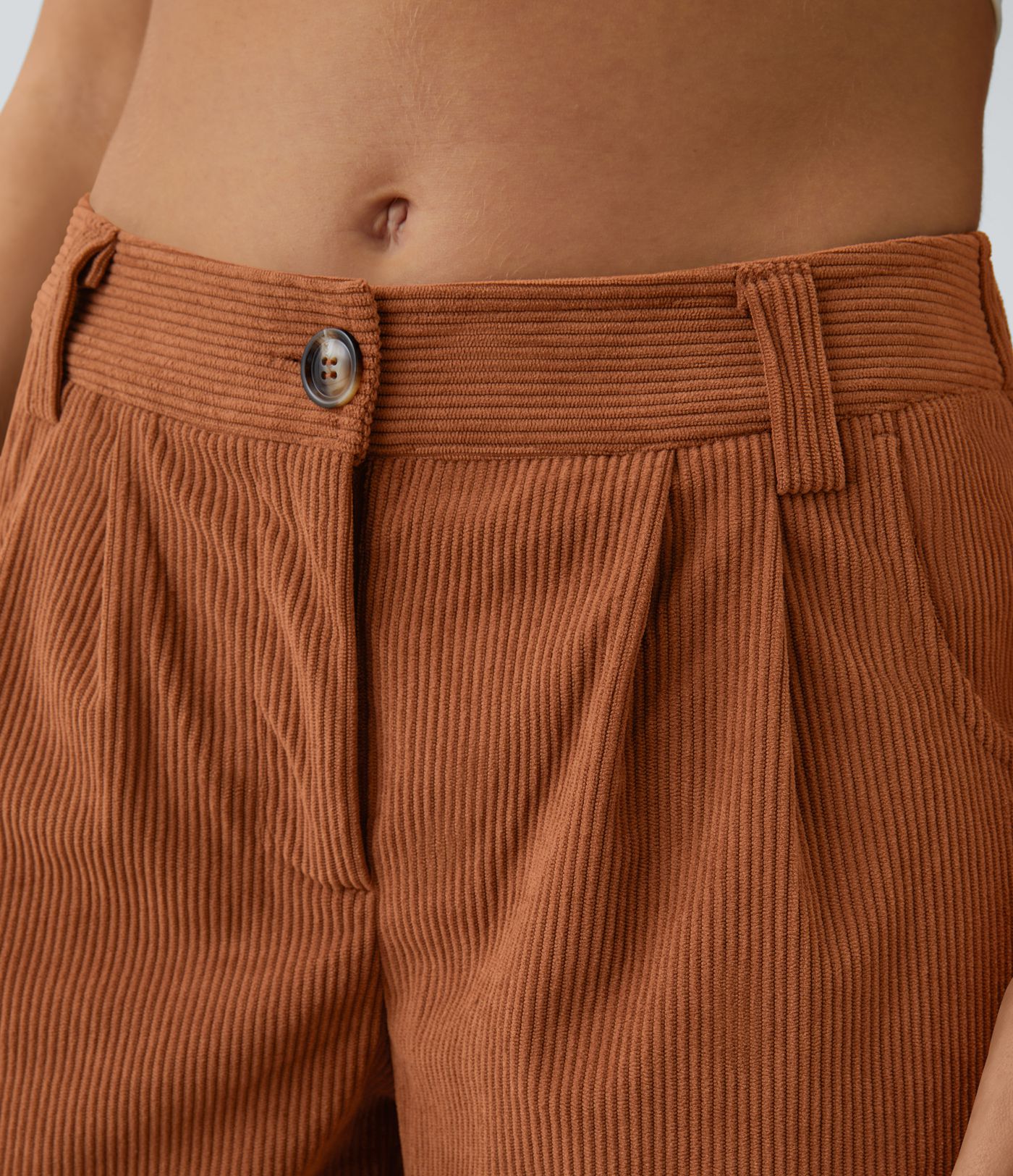 Lässige Cordhose mit mittelhohem Bund, Reißverschluss und Seitentaschen