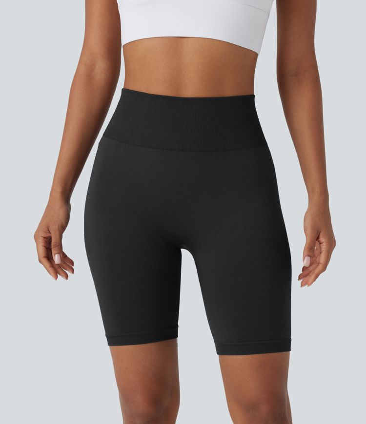 Seamless Flow High Waisted Scrunch Yoga Biker Shorts 7''