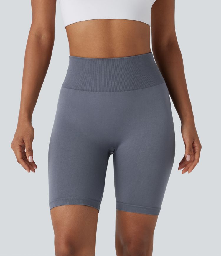 Seamless Flow High Waisted Scrunch Yoga Biker Shorts 7''
