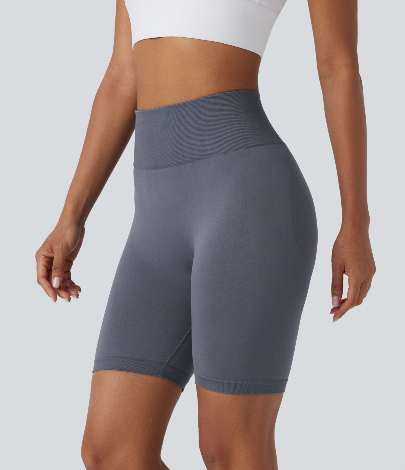 OneForm Seamless Flow High Waisted Scrunch Yoga Biker Shorts 7''