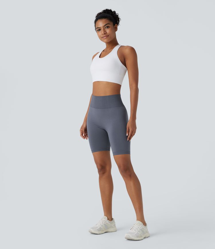 Pantalón corto yoga biker tiro alto fluida sin costura 17.5cm