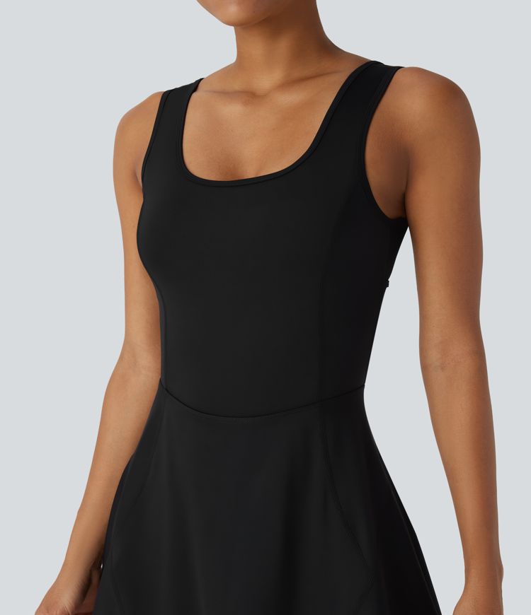 Softlyzero™ Airy Backless Crisscross U Neck 2-in-1 Side Pocket Mini Cool Touch Dance Active Dress