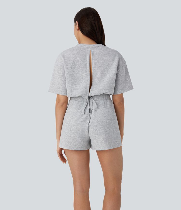 Zipper Cut Out Drawstring Pocket Yoga Jumpsuit