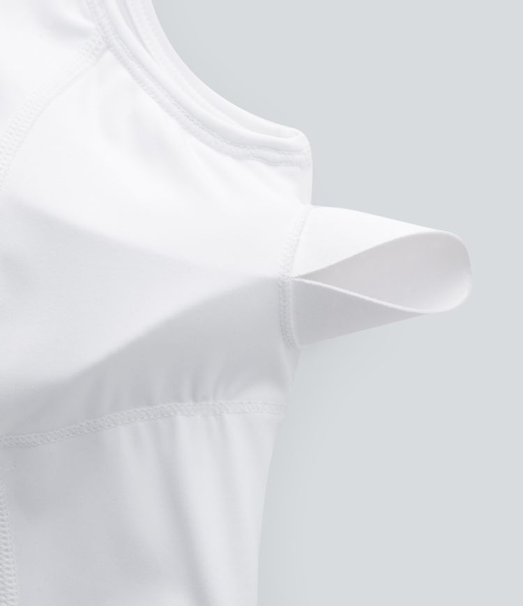 Softlyzero™ Airy Robe Sport de danse courte 2-en-1 avec dos nu croisé, encolure en U et poches latérales