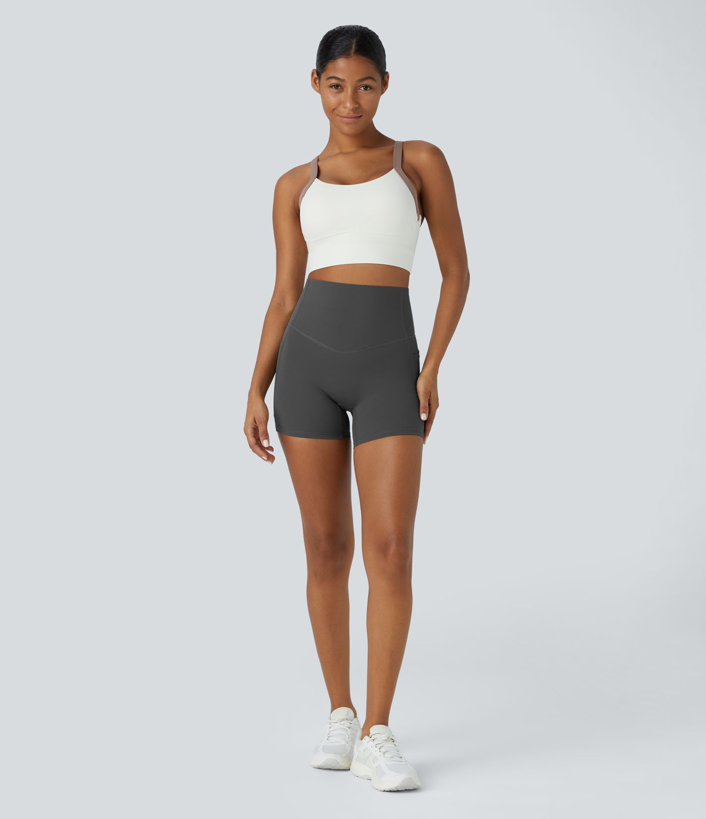 Halara UltraSculpt™ High Waisted Tummy Control Side Pocket Shaping Women Gym Running Biker Shorts 5''