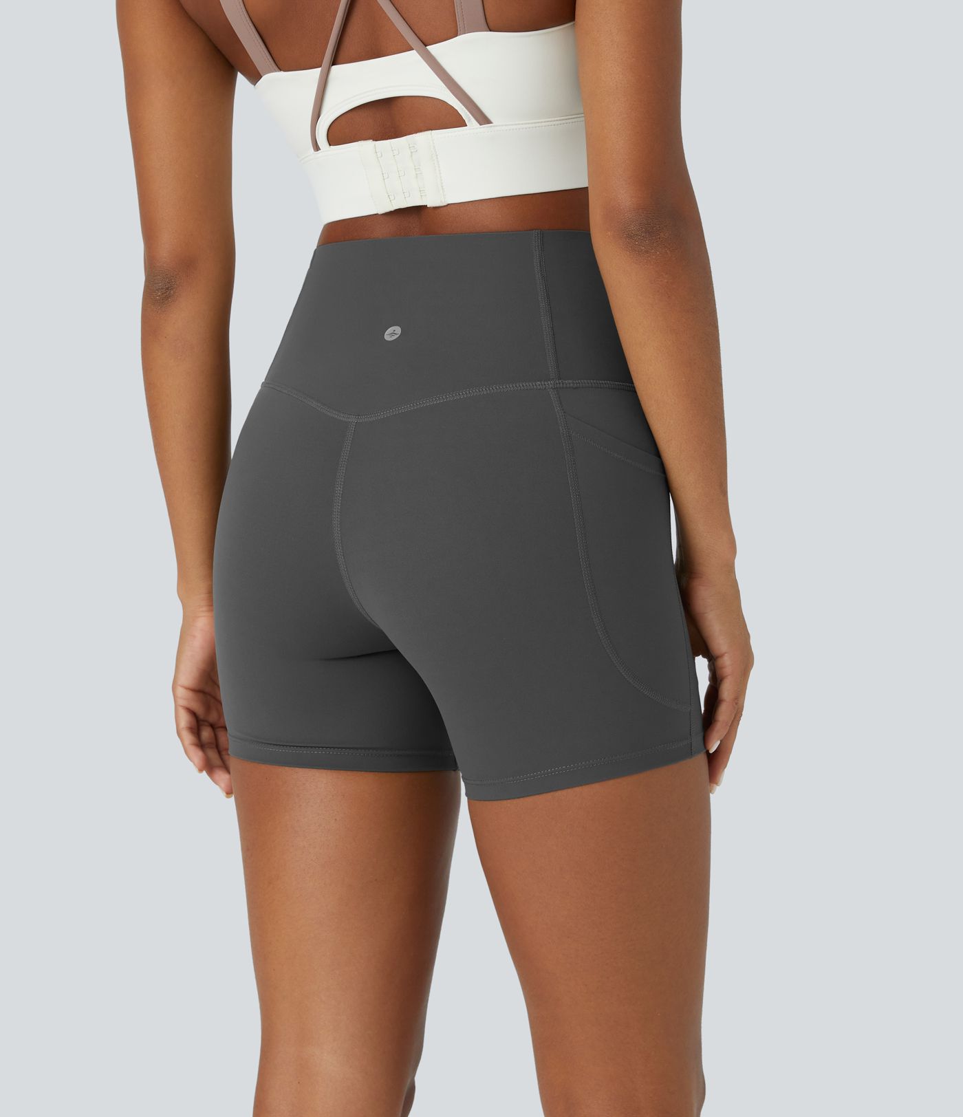 Halara UltraSculpt™ High Waisted Tummy Control Side Pocket Shaping Women Gym Running Biker Shorts 5''