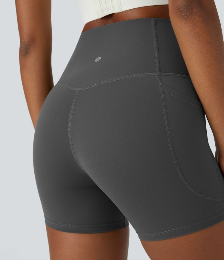 Halara UltraSculpt™ High Waisted Tummy Control Side Pocket Shaping Women Gym Running Biker Shorts 5''