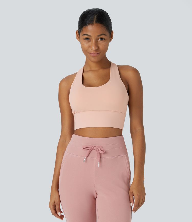 Brassière de sport course col U maintien moyen crochet ajustable A-C