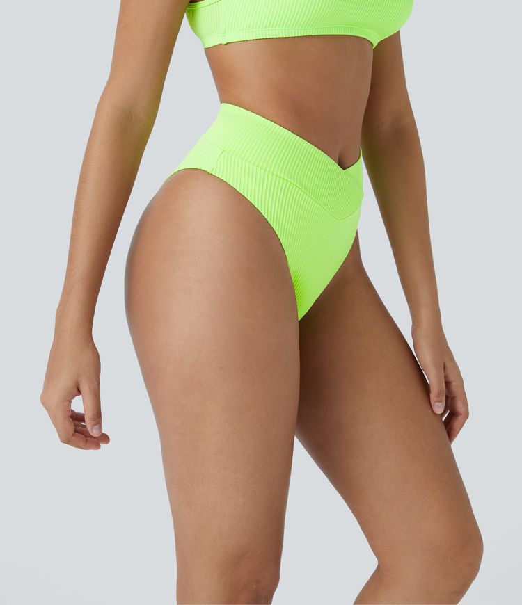Ribbed Adjustable Strap Backless Bikini Top Swimsuit