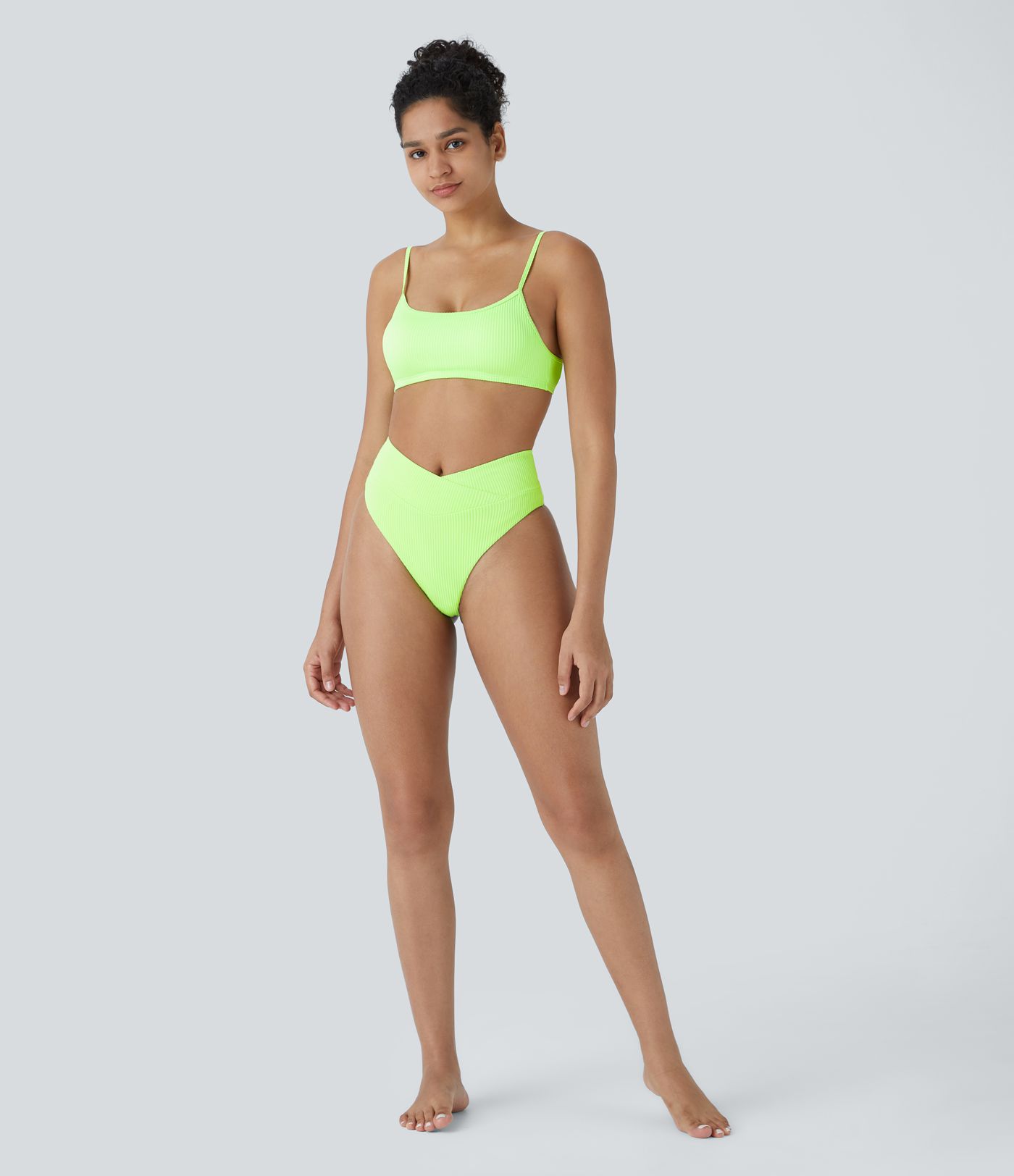 Ribbed Crossover Bikini Bottom Swimsuit