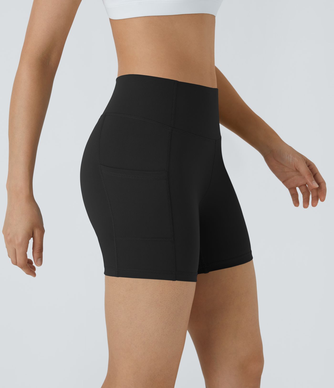 High Waisted Side Pocket Running Bike Shorts