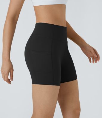 High Waisted Side Pocket Running Bike Shorts