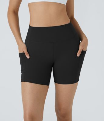 High Waisted Side Pocket Running Bike Shorts
