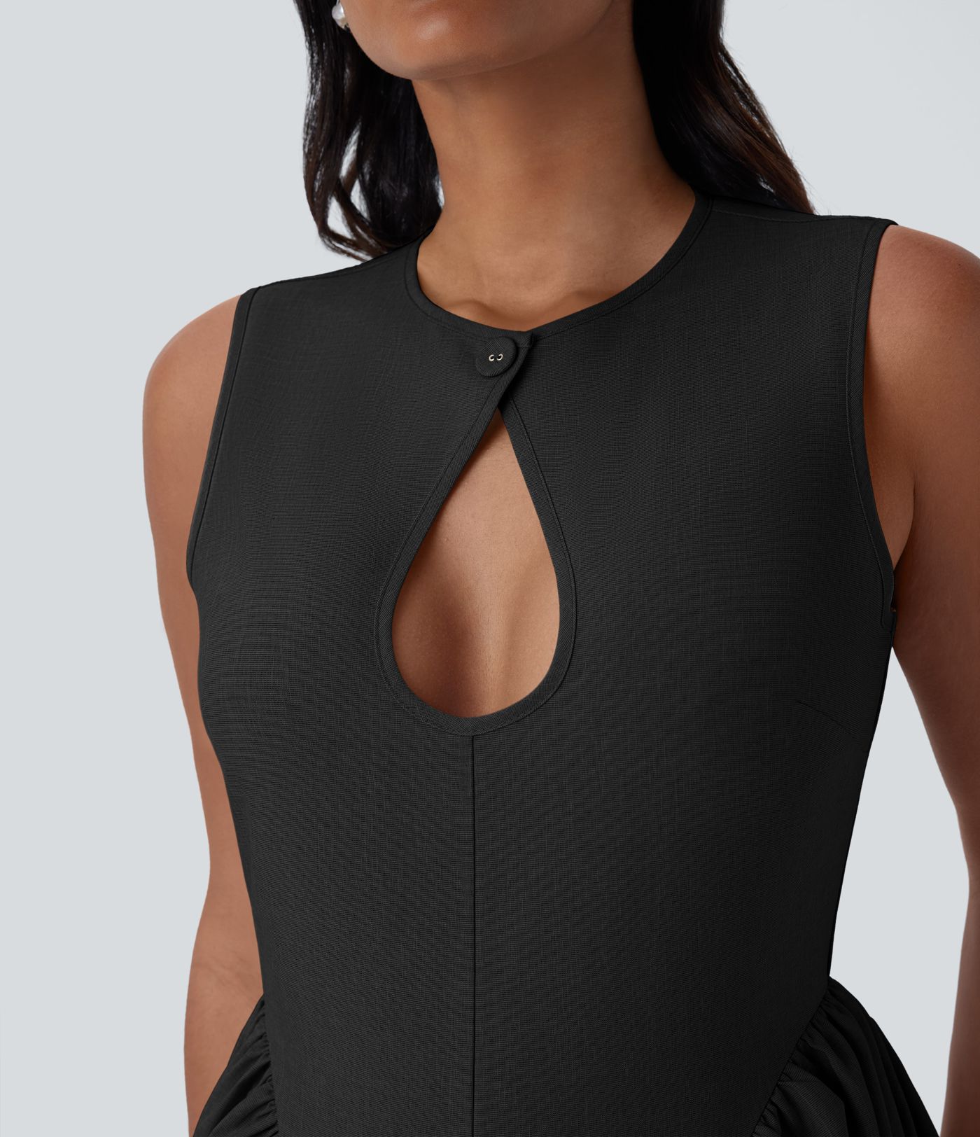Round Neck Cut Out Sleeveless Maxi Dress