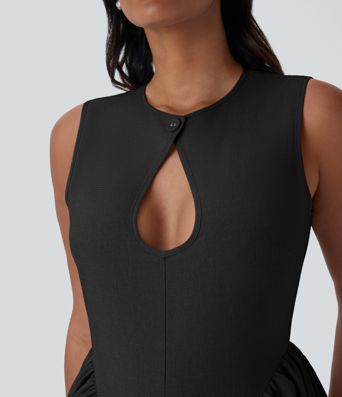 Round Neck Cut Out Sleeveless Maxi Dress