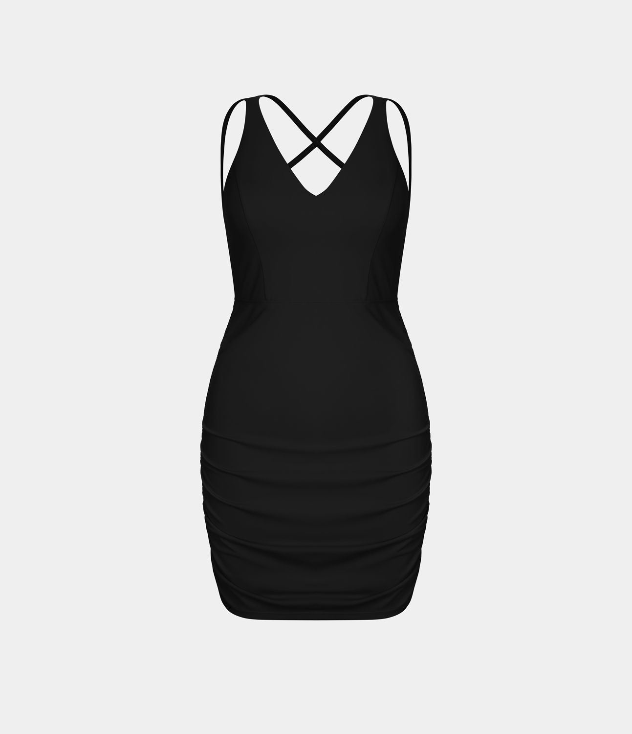 Crisscross Backless Ruched Bodycon Mini Casual Dress