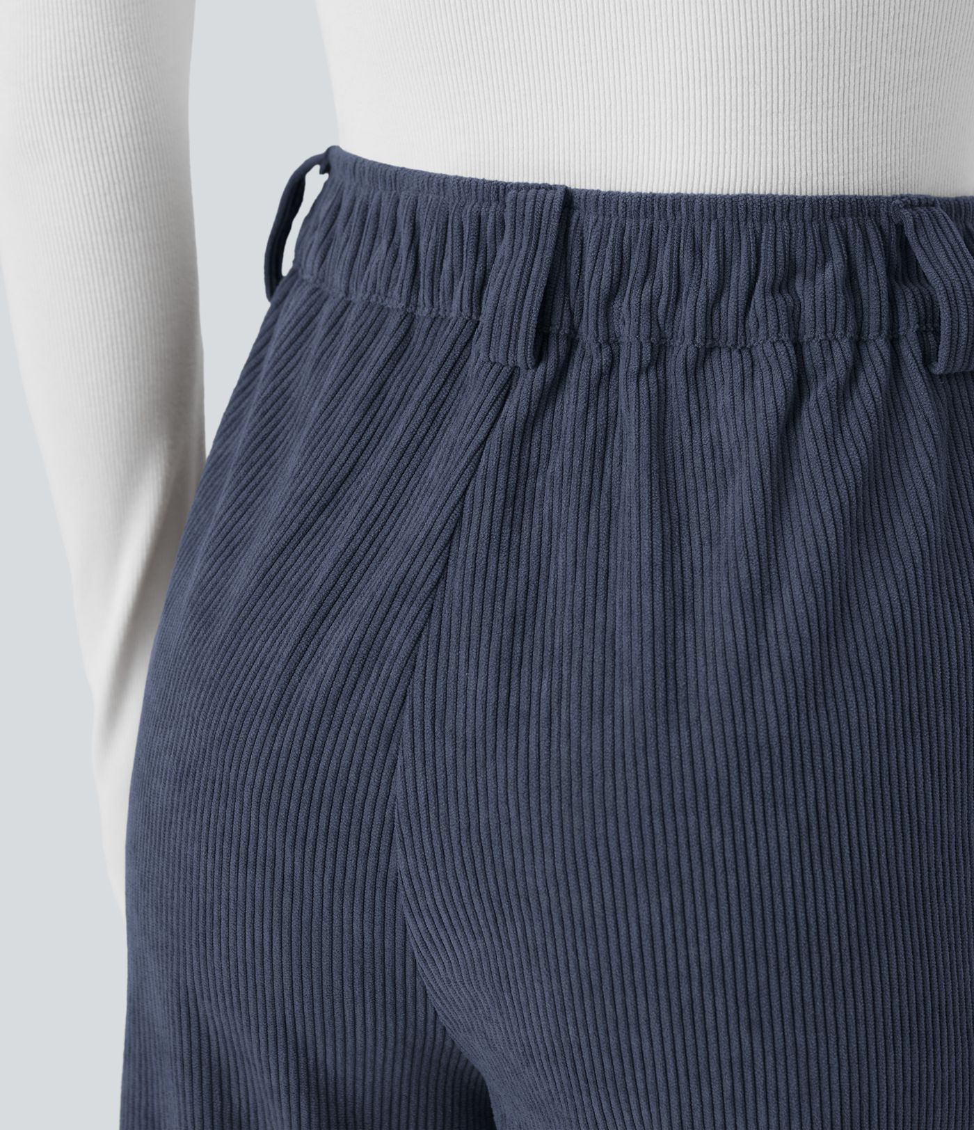 Lässige Cord-Hose mit hohem Bund und Seitentaschen