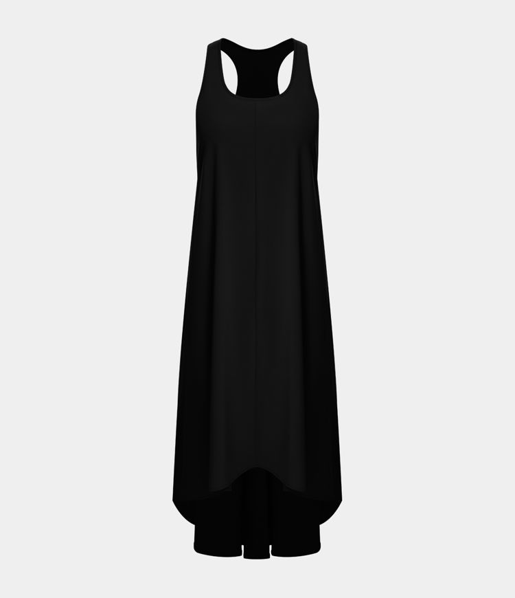 Breezeful™ Backless Racerback Side Pocket High Low Flowy Midi Quick Dry Casual Dress A-C Cups
