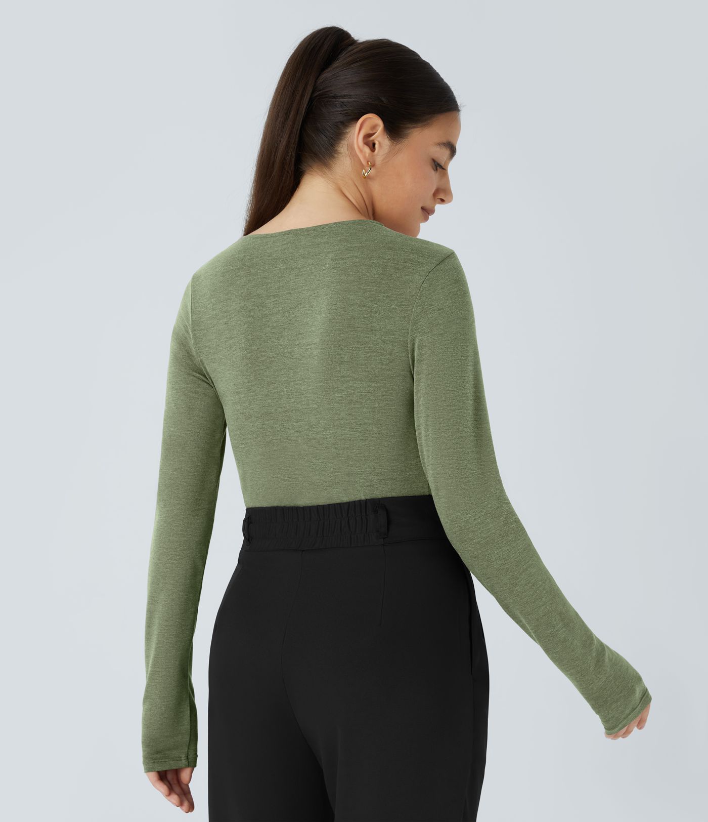 Long Sleeve Asymmetric Ruched Work Top