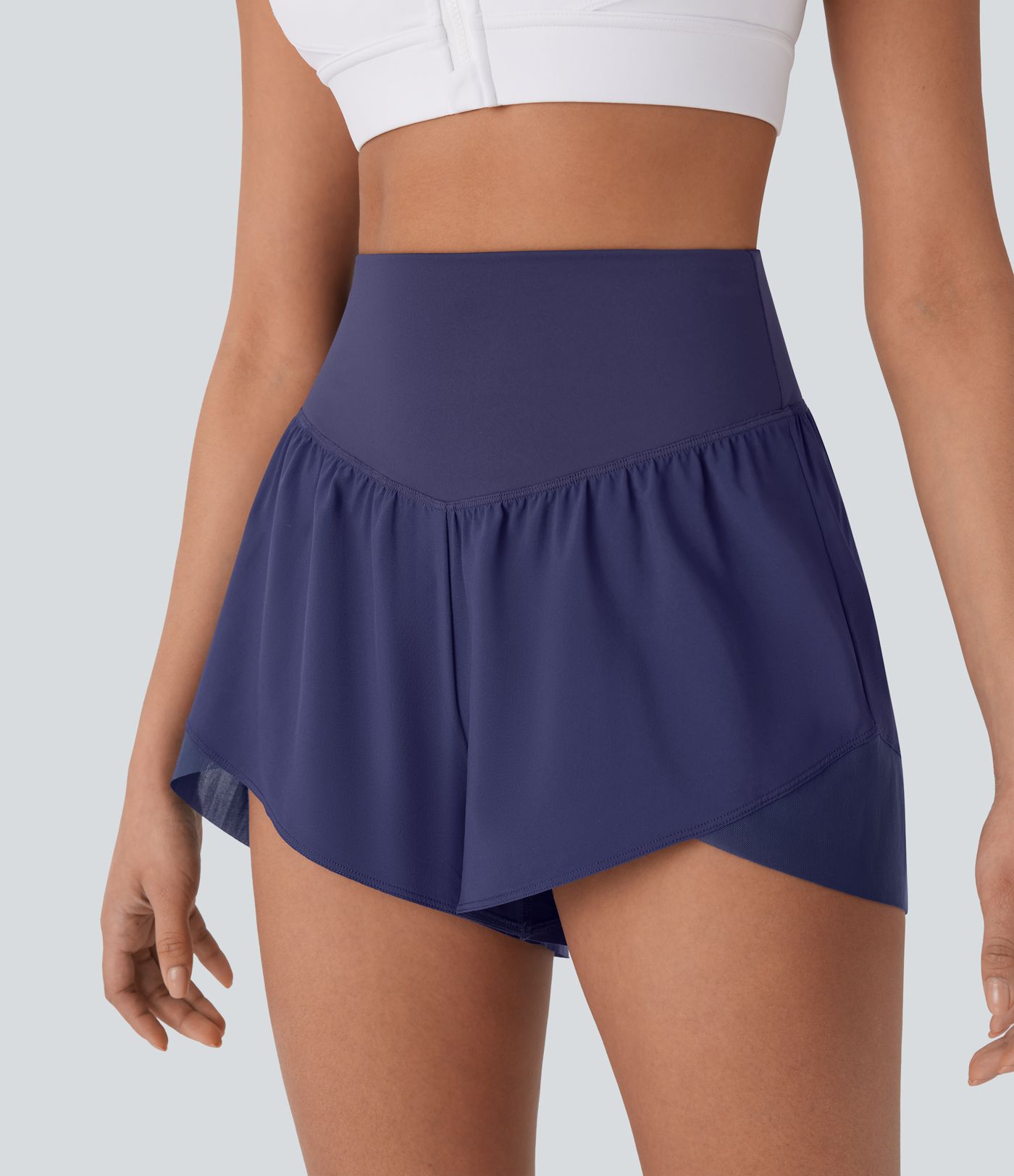 Breezeful™ Høyt Liv Lomme Krysset Kant Hurtigtørkende Yoga-Shorts