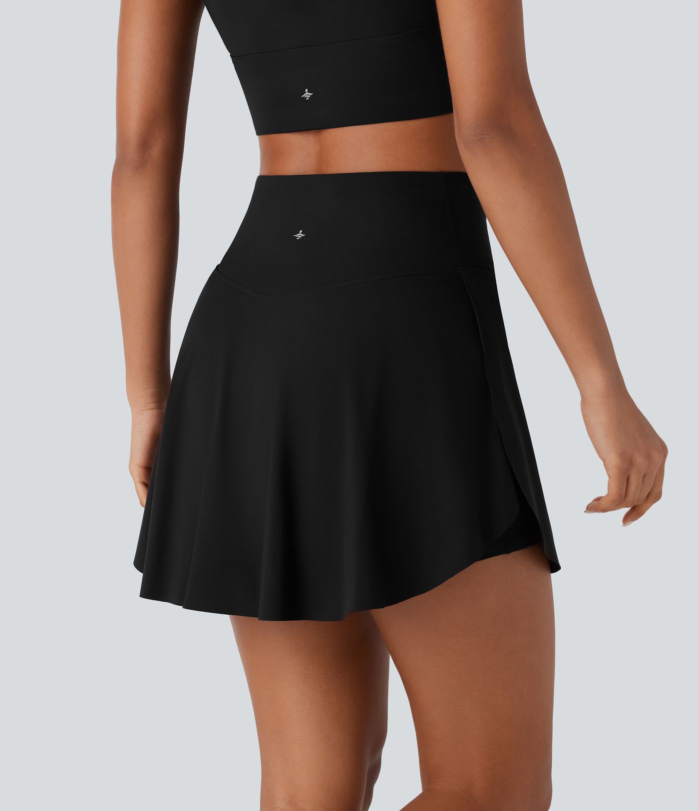 Mini-jupe à taille haute avec poches, croisée 2-en-1, à séchage rapide et toucher frais